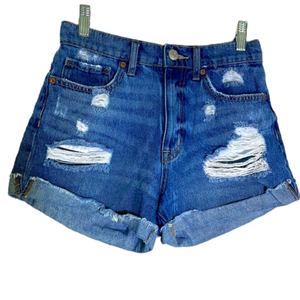 Aero Denim “Mom Shorts” Distressed Cuffed Shorts Size 2